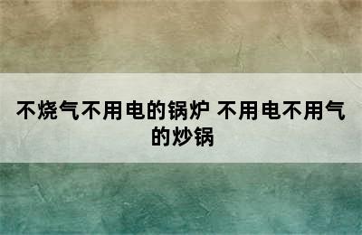 不烧气不用电的锅炉 不用电不用气的炒锅